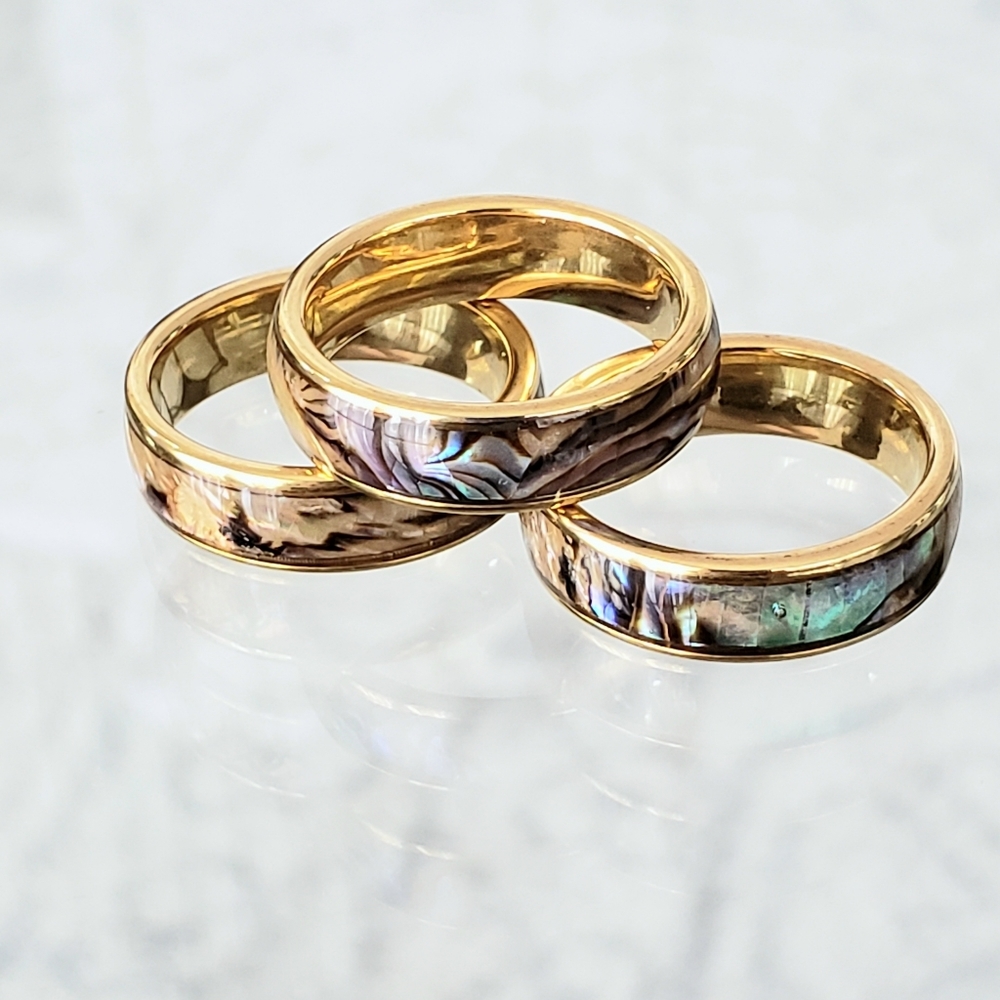 Natural abalone shell ring - Picture 3 of 5